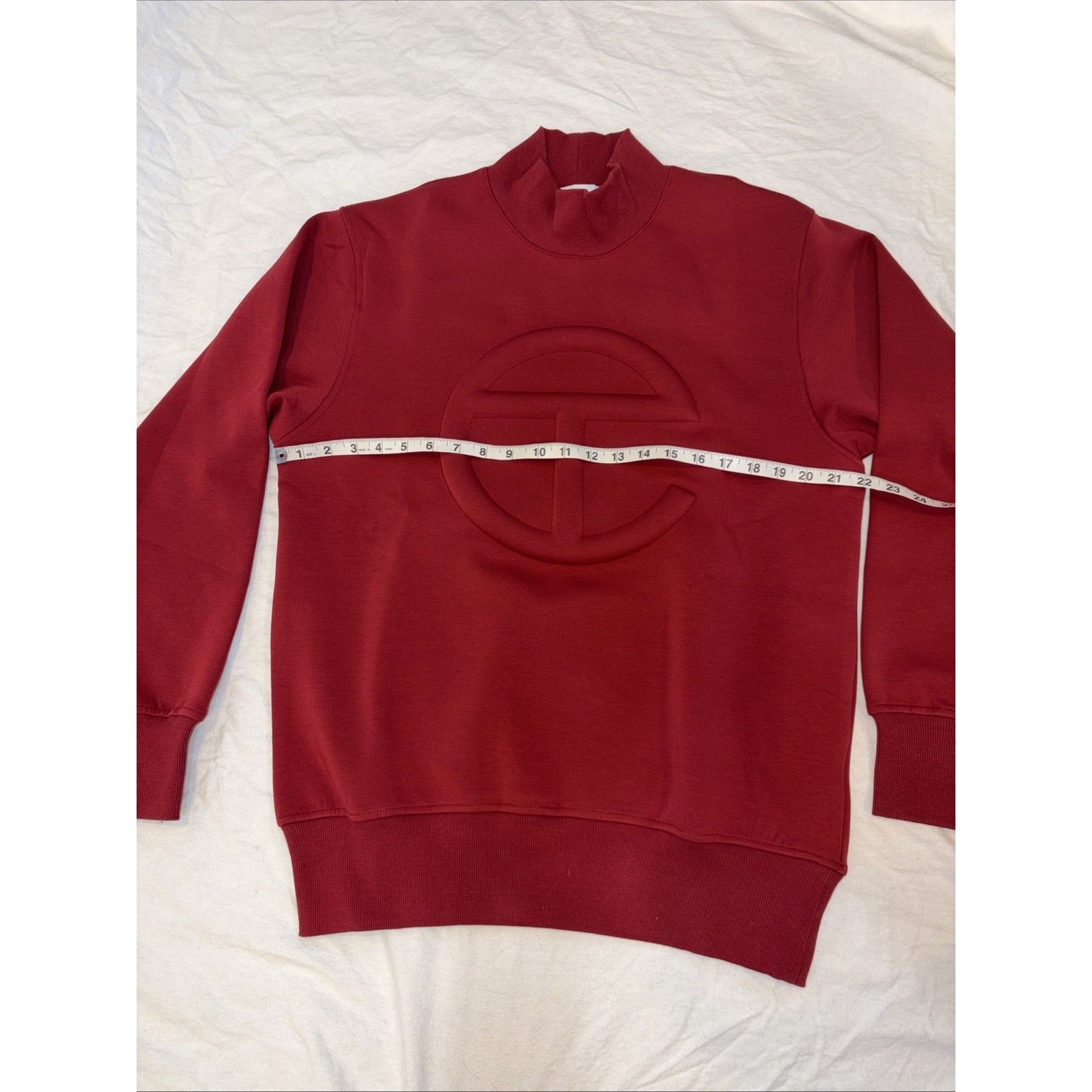 Telfar Mock Neck Embossed Red Sweatshirt Men's Size Medium New With Tags — image 8 of 8